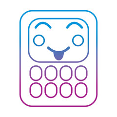 calculator math kawaii character cartoon vector illustration blue and purple line design