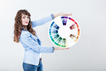 woman holding color wheel