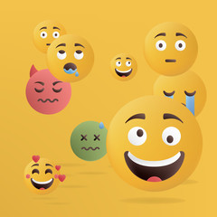 Vector illustration. Design of funny emoticons