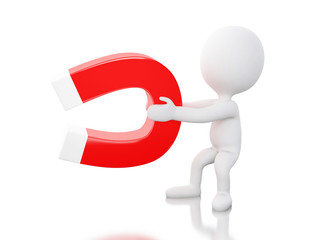 3d white people with horseshoe magnet.