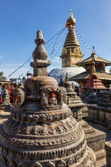 Stupa and Shrines, Swayambhunath, Kathmandu, Nepal