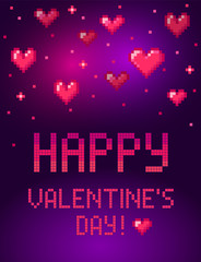 Pixel art valentines day poster.