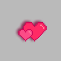 Pixel art hearts with shadow.