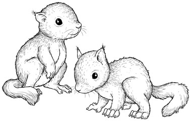 Zwei niedliche Eichhörnchen - Vektor-Illustration