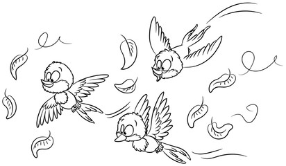 Drei niedliche Schwalben - Vektor-Illustration