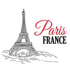Paris France hand sketched 