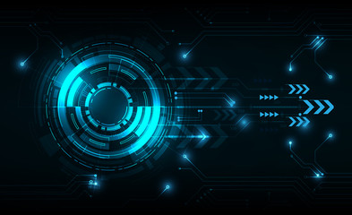 Vector tech circle with various technological.