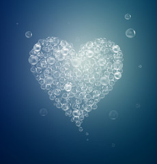 heart created with bubbles, unstable love concept, fickle feelings, Valentine symbol,