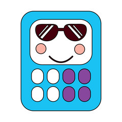 calculator math kawaii character cartoon vector illustration