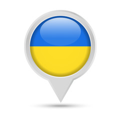 Ukraine Flag Round Pin Vector Icon