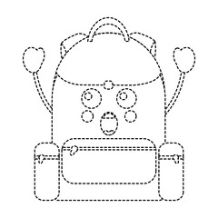 surprised backpack school supplies kawaii icon image vector illustration design black dotted line 