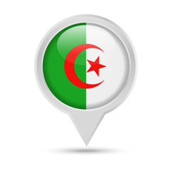 Algeria Flag Round Pin Vector Icon