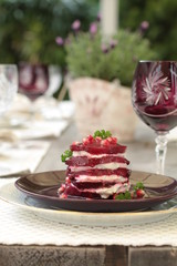Layered beetroot with cream cheese 