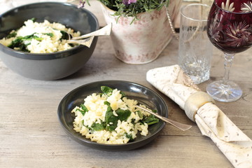 Spinach garlic rice
