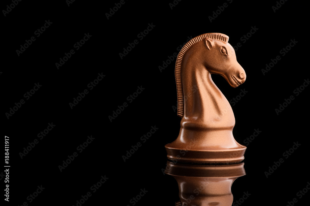 Wall mural One gold chess knight