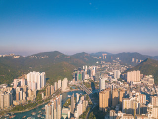 Aerial Photography of Ap Lei Chau and Skyscrapers in Aberdeen,Hong Kong