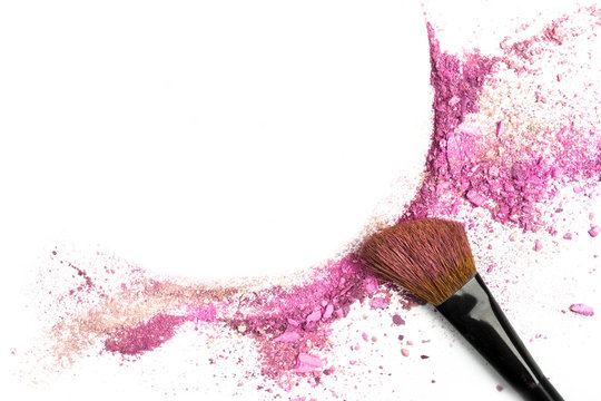 Fototapeta Powder and blush forming frame, with makeup brush