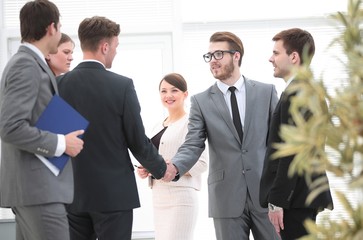 Fototapeta premium handshake business partners in the office
