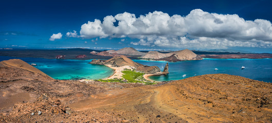 The Galapagos Islands. Panorama of the Galapagos Islands from the height of the island of...