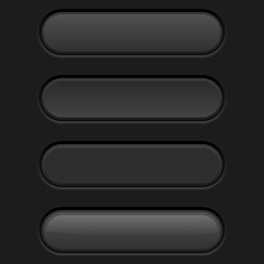 Black oval interface buttons. Active, pushed, hover and normal