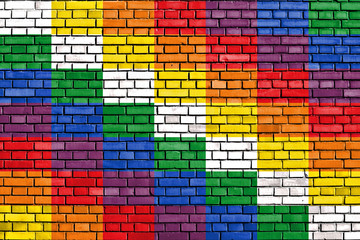 flag of Qullasuyu painted on brick wall