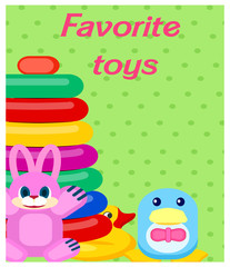 Favorite Plastic Toys Colorful Poster on Green