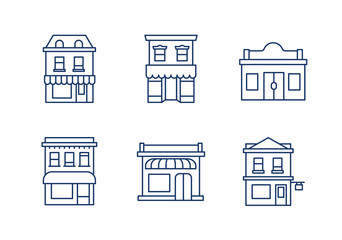Buildings linear icons.Editable stroke.