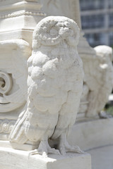 Detail of a statue of the owl of Athena, Athens, Greece