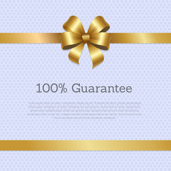 100 Guarantee Cover Design Golden Bow Poster