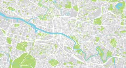 Urban vector city map of Glasgow, Scotland
