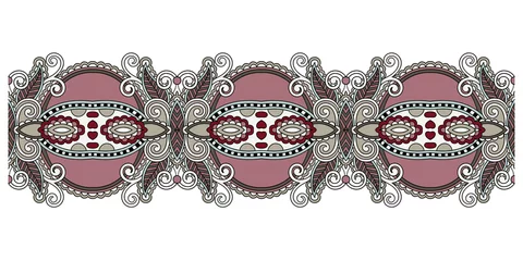 Fotobehang decorative ethnic stripe pattern, indian paisley design © Kara-Kotsya