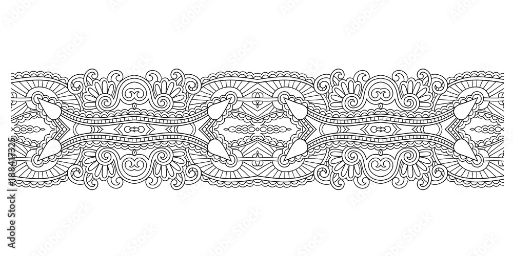 Poster decorative ethnic stripe pattern, indian paisley design