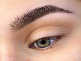 Close up view of beautiful green female eye