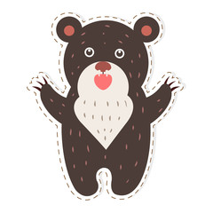 Cute Bear Cartoon Flat Vector Sticker or Icon