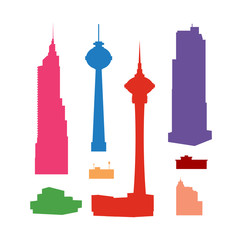 Obraz premium silhouettes of high-rise skyscrapers