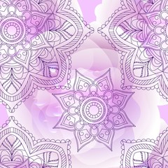 Mandala pattern. Vector illustration. Seamless ethnic bohemian background. Wrapping and scrapbook paper. Indian, islamic, japanese motifs. Vintage print for fabric.