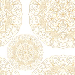 Mandala pattern. Vector illustration. Seamless ethnic bohemian background. Wrapping and scrapbook paper. Indian, islamic, japanese motifs. Vintage print for fabric.