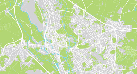 Urban vector city map of Oxford, England