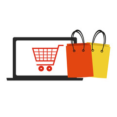 Flat design colorful vector illustration concept for online ordering of food, grocery delivery,