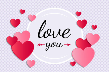 Valentine's Day card with greeting. Vector.