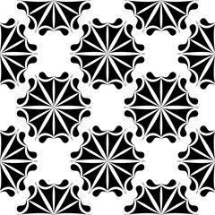 Black floral seamless pattern on white background