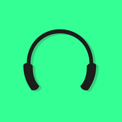 Headphone icon vector,green background