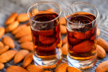 Italian amaretto liqueur with dry almonds