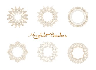Set of Victorian round frame, border mandala. Decorative vintage Indian vector pattern. Hand drawn abstract background. Wedding invitation, greeting card, scrapbook, holidays. Ornamental tattoo design