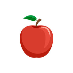 red apple with a leaf on a white background