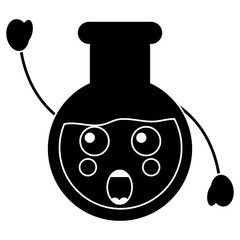 surprised flask laboratory kawaii icon image vector illustration design 