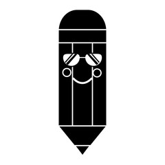 pencil with sunglasses school supplies kawaii icon image vector illustration design 