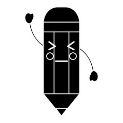 pencil angry school supplies kawaii icon image vector illustration design  
