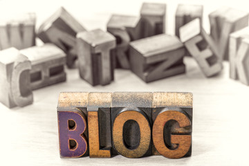 blog word abstract in wood type