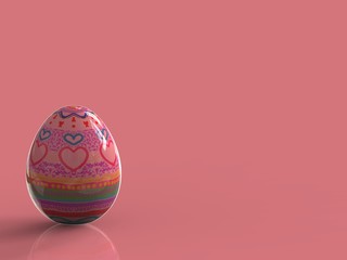 3D render of easter egg on pink pastel background